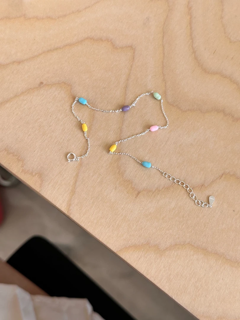 925银脚链 彩色串珠脚链21+5cm 14784