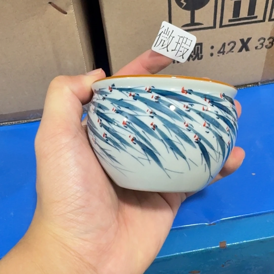 釉下手绘茶具微瑕