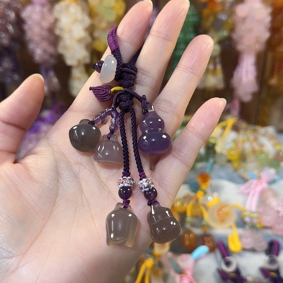 玛瑙/玉髓未镶嵌钥匙挂件