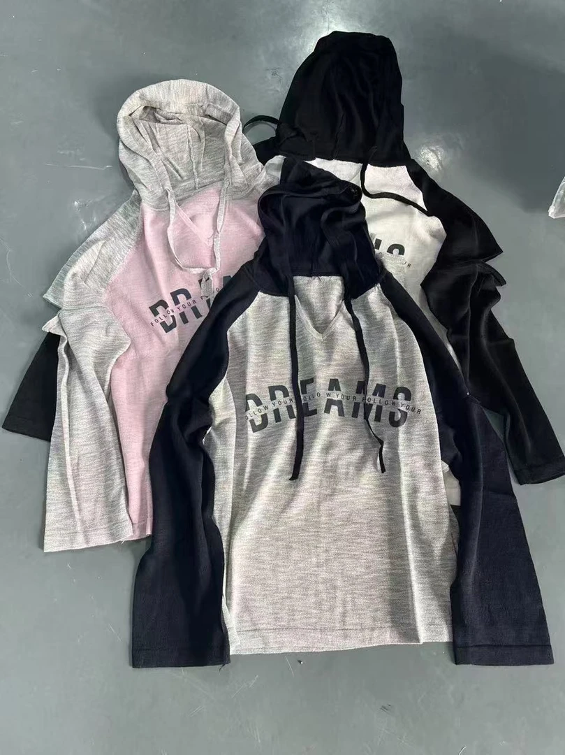 防晒薄款套头款宽松型毛针织衫上衣运动美式印花连帽长袖情侣