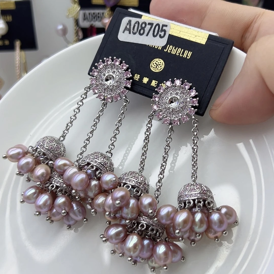 银S925镶嵌淡水珍珠耳饰