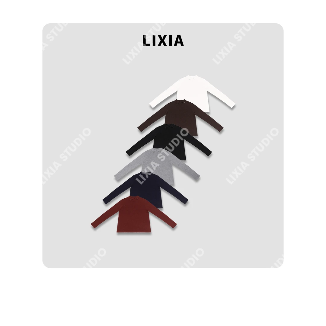 LIXIA【静谧】极简翻领48支14针含羊毛轻奢针织上衣-D10518