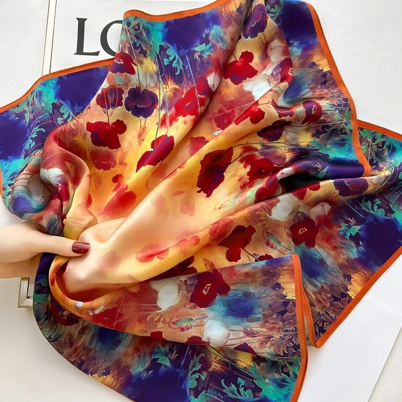 上海故事万紫千红65*65桑蚕丝时尚气质百搭真丝100%桑蚕丝丝巾