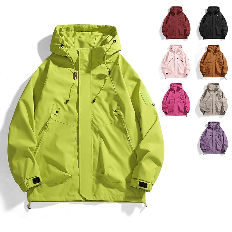 男女情侣款连帽冲锋衣春季户外运动防风防水宽松百搭夹克男士休闲
