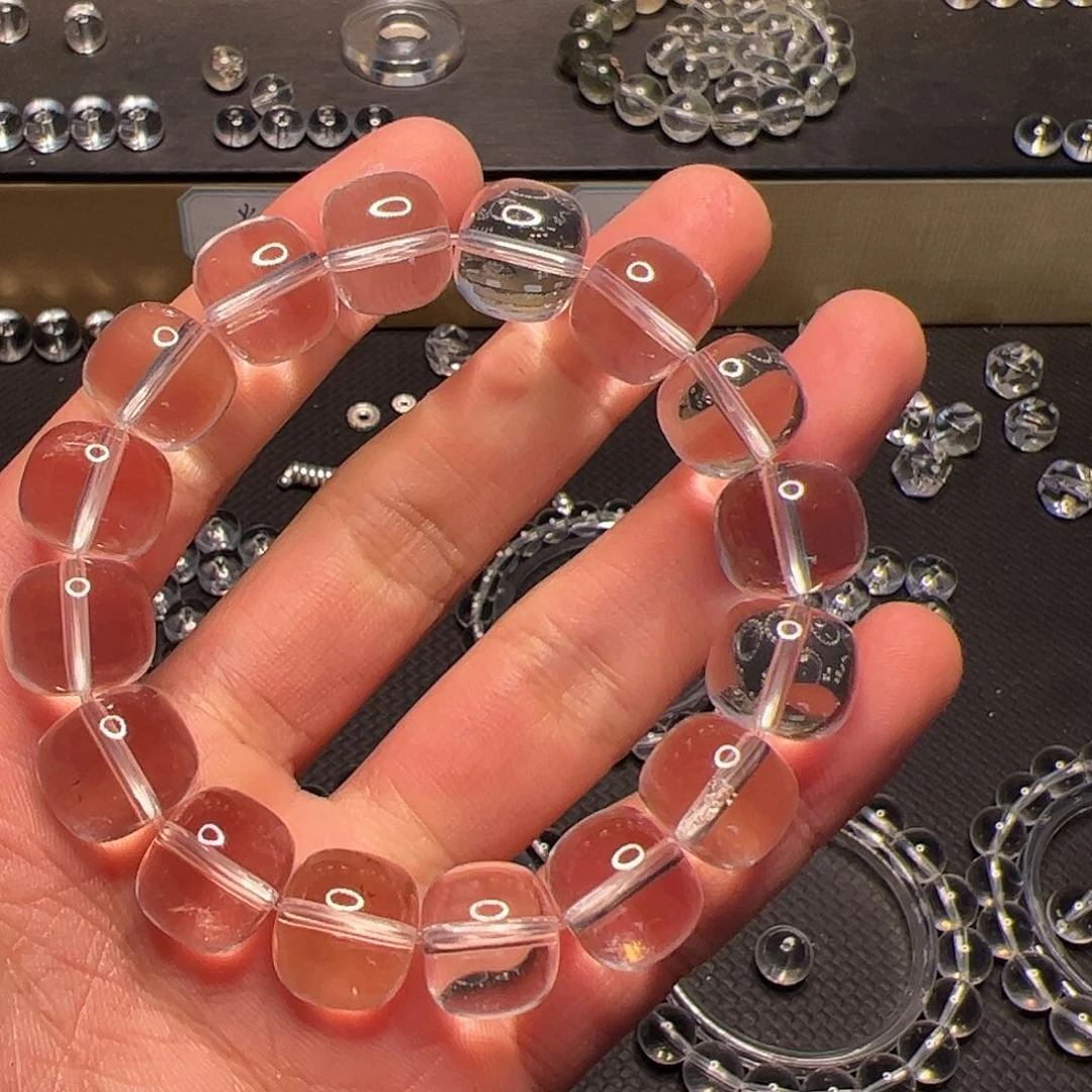 水晶手链未镶嵌红****白水晶13mm老型珠手链