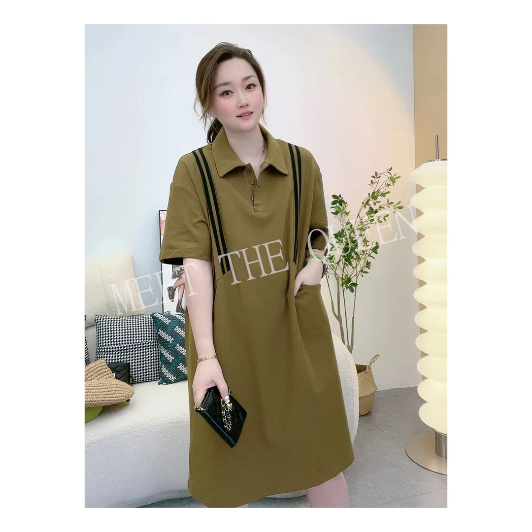 韩系拼接polo裙夏季新款宽松显瘦连衣裙