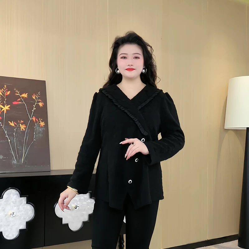 苏兰诺大码女装2024冬季新款气质时尚显瘦减龄保暖上衣241578