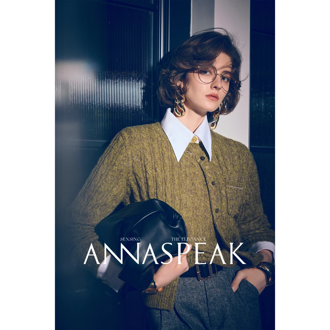 ANNASPEAK金晨同款 婴驼毛混纺羊毛金银丝 短袖针织衫/长袖开衫女