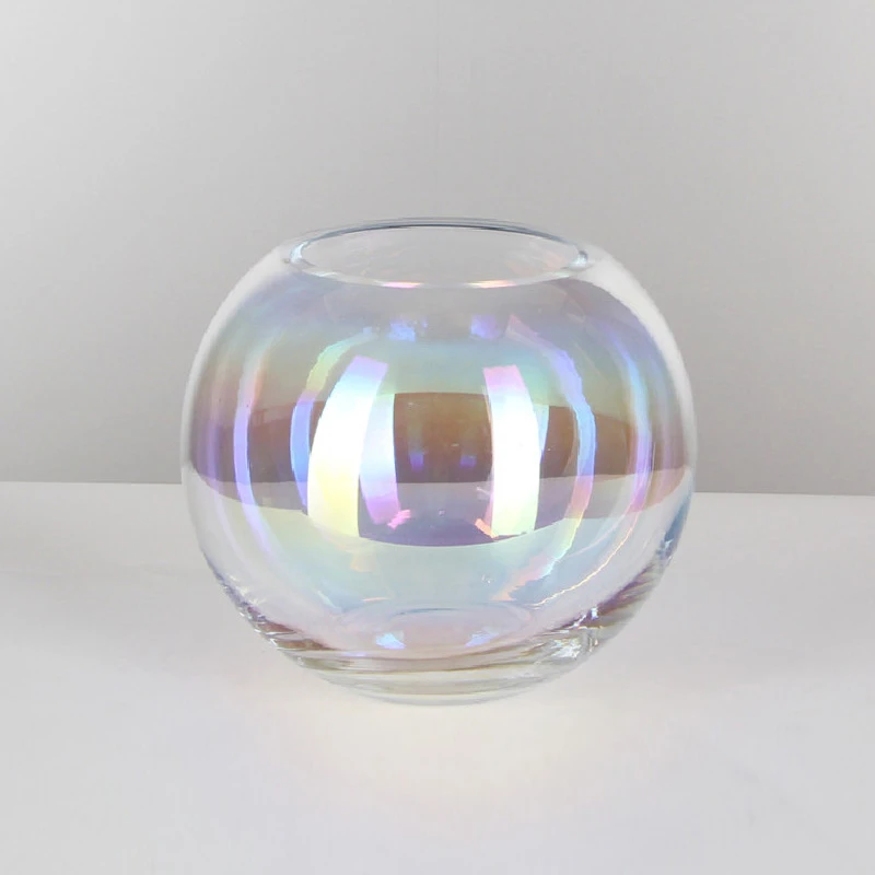 【A384】摩瑟DP【透明炫彩电镀球】HCDF花瓶摆件玻璃花盆