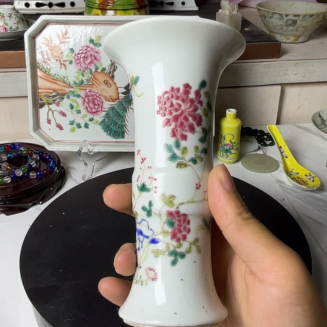 2***！粉彩花卉花菇不包邮
