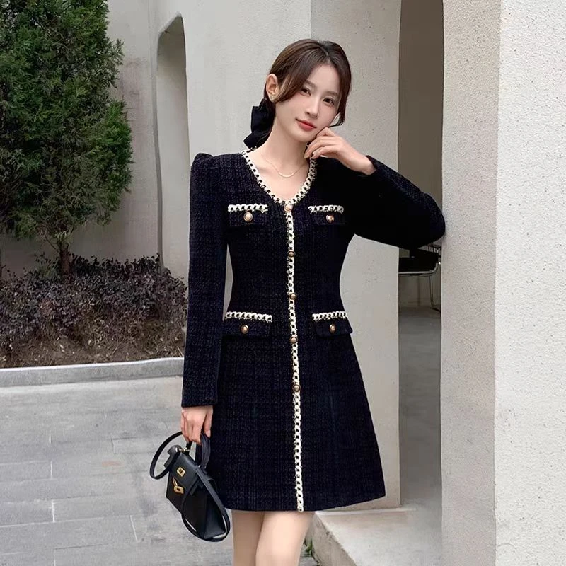 【锦衣服饰】933黑色小香风连衣裙