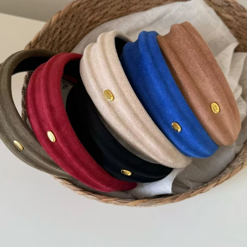 韩系美拉德金标宽边褶皱发箍女高颅顶头箍气质发饰日常外戴压发头