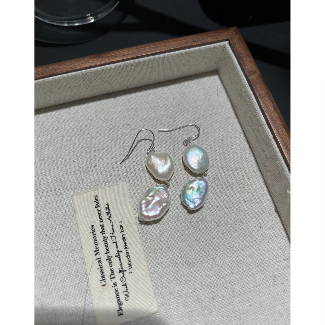 JUNMU甜美女孩耳环温柔系淡水无核花瓣耳坠简约多样性发货发一