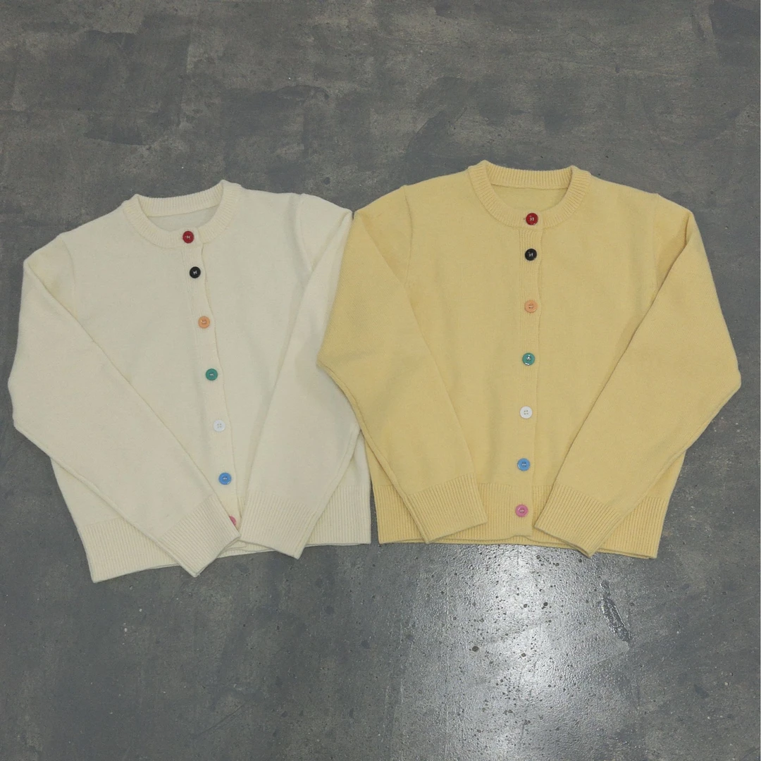 hd【针织开衫】 遇彩虹 彩色纽扣毛衣外套 减龄别致百搭