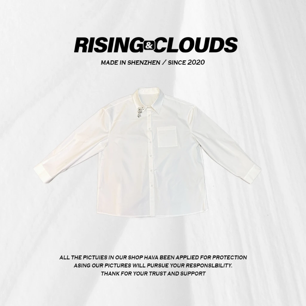 小云姐【精致奶油】显瘦宽松2024春季钉花衬衣120196