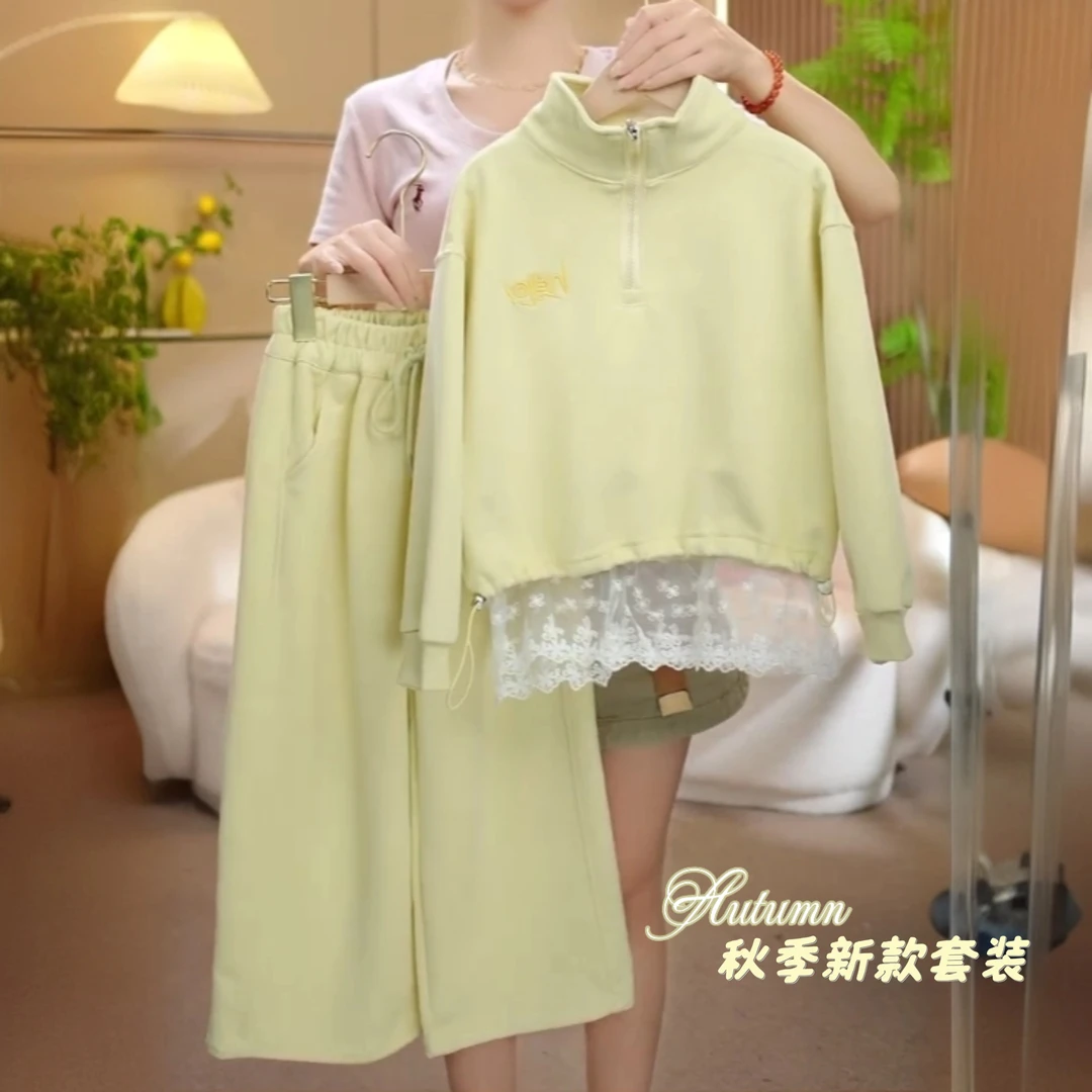 女童套装卫衣洋气时尚亲子韩版秋季女童刺绣休闲春秋运动女童套装