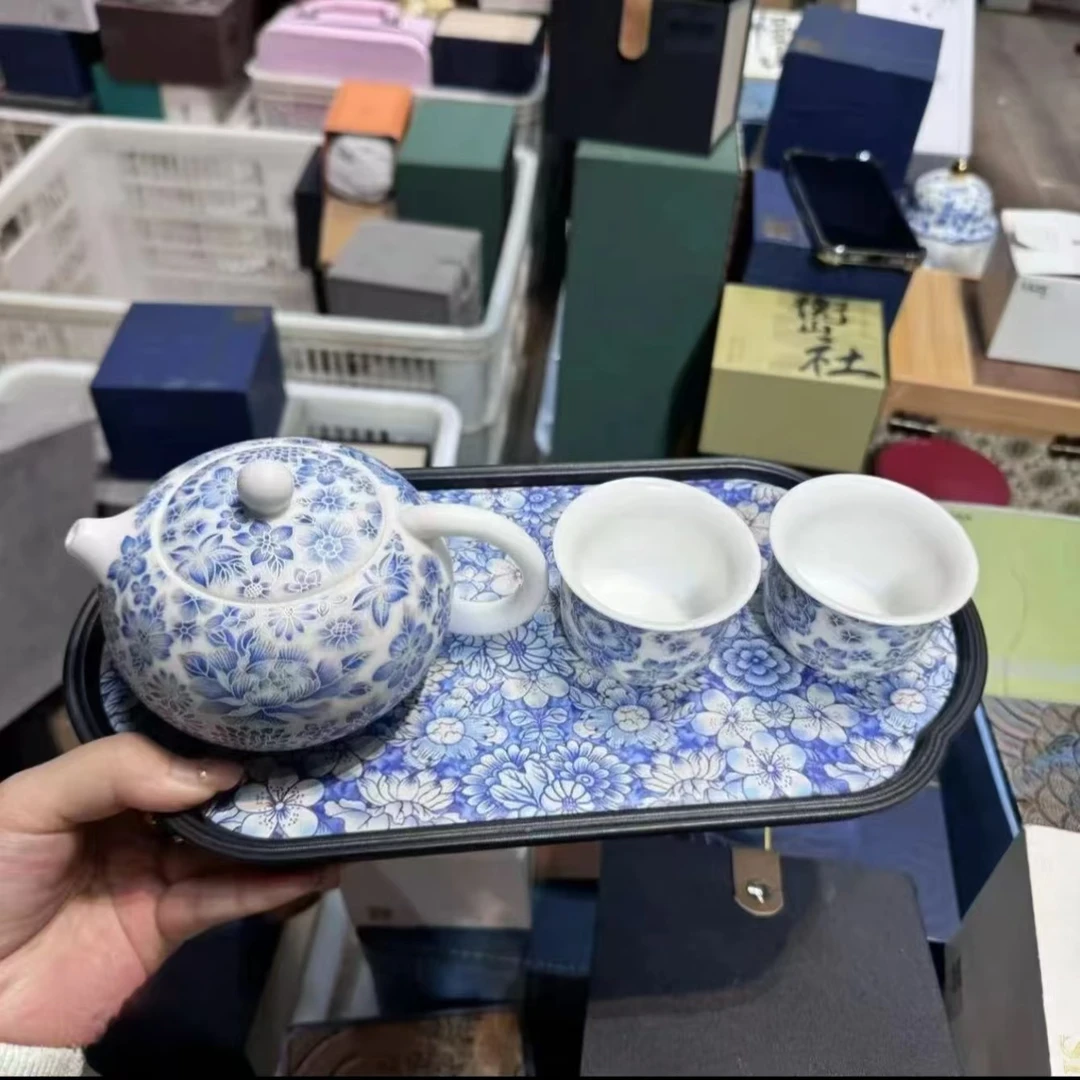 羊脂玉瓷掐丝万花茶壶套组 MC001