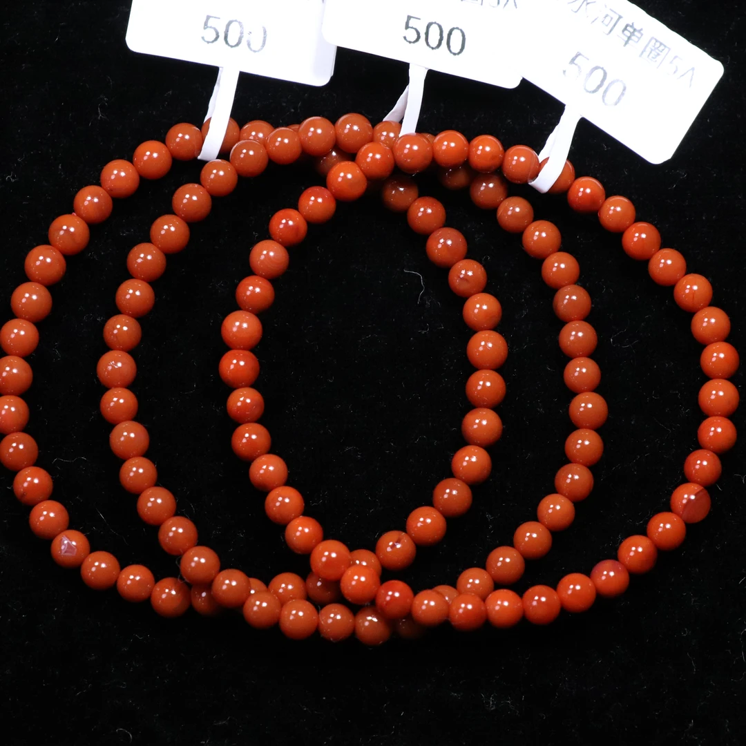 原矿无优化保山南红5A冷水河3-4mm单圈手串多样性发一条