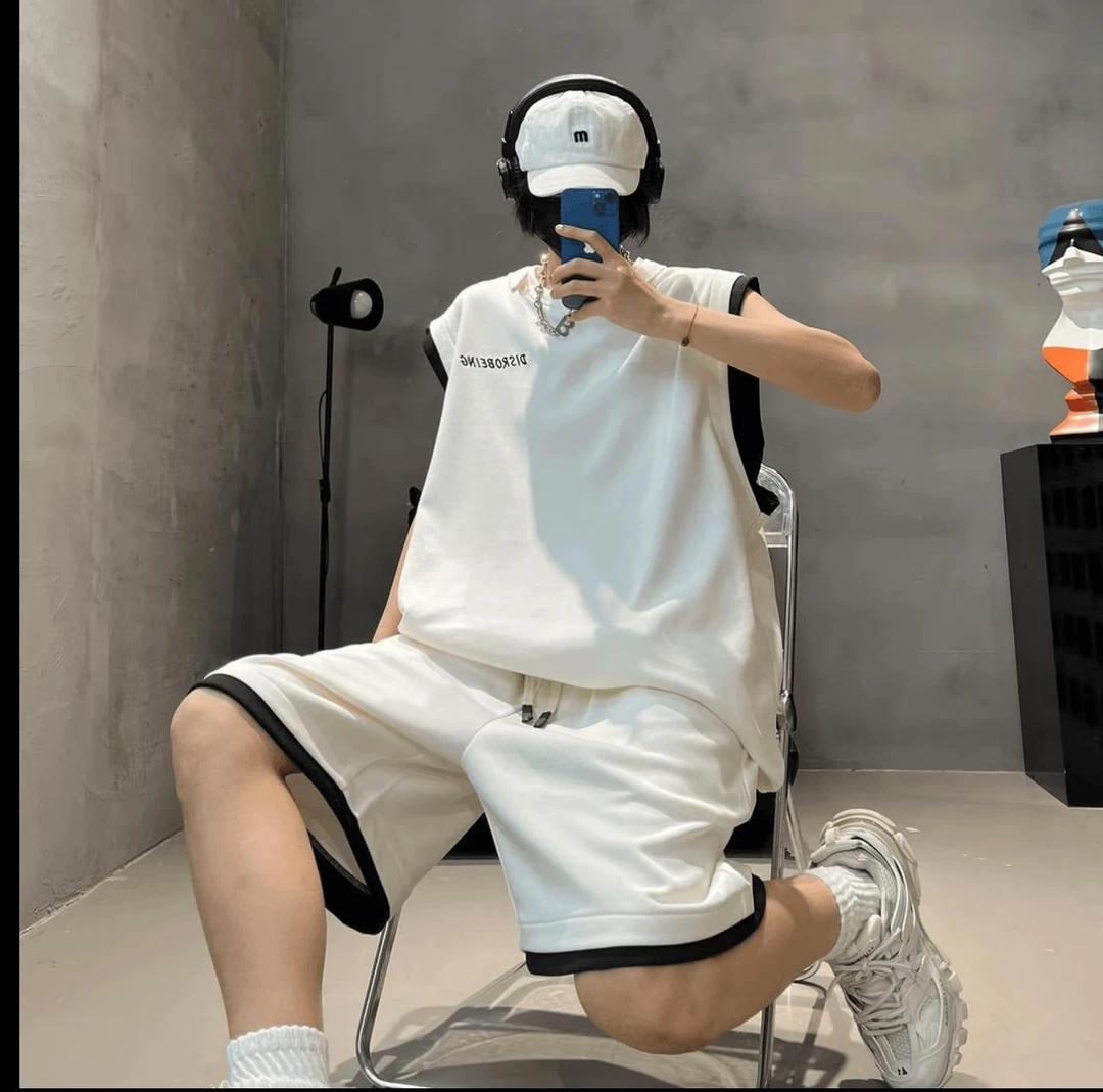 【TZ777】休闲运动套装夏季美式潮流重磅运动两件套 男女同款