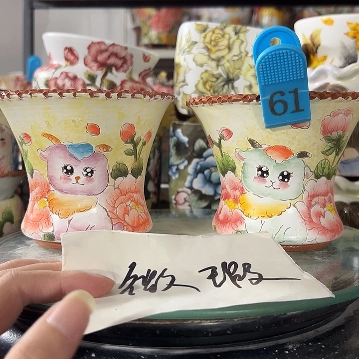 满38包邮 景德镇手绘花盆