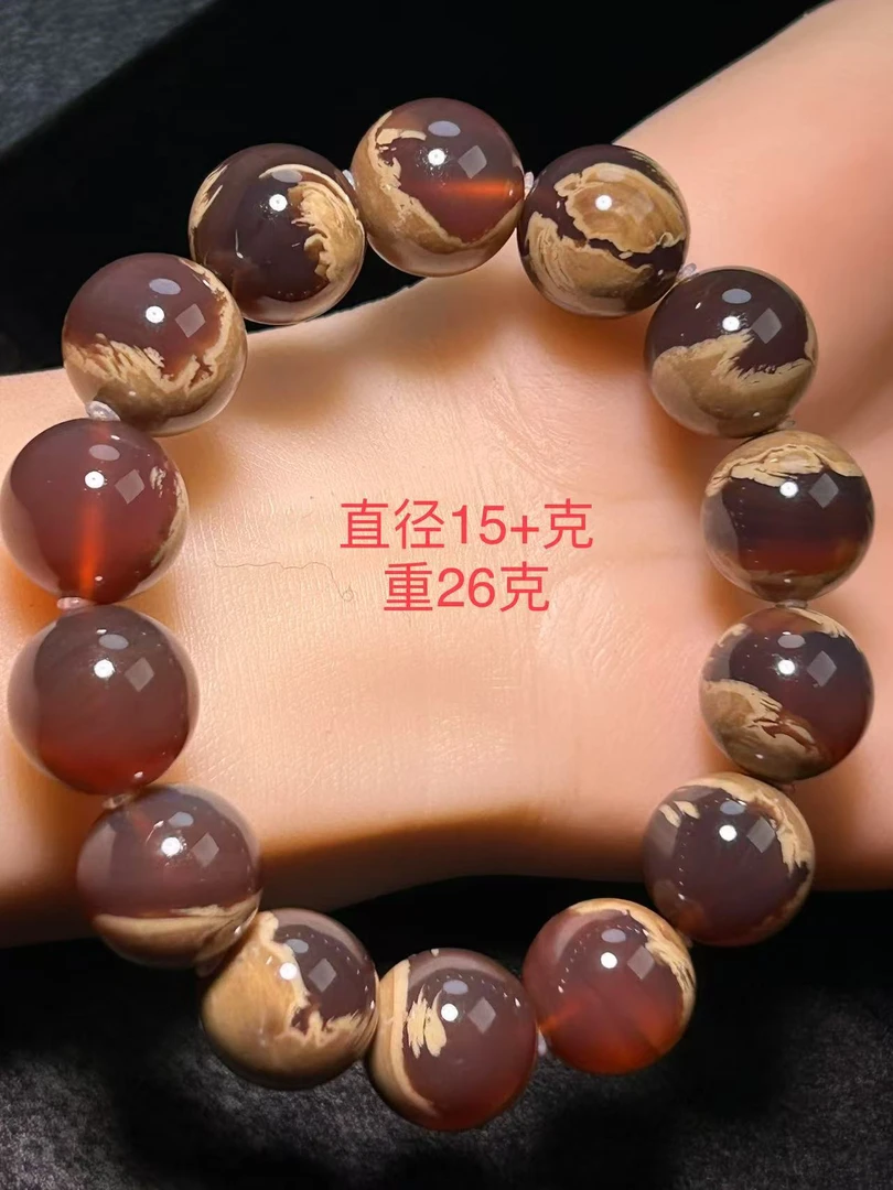 【萍姐珠宝】缅甸琥珀天然原矿精品特色（妖花）糖色溶洞蜜手串