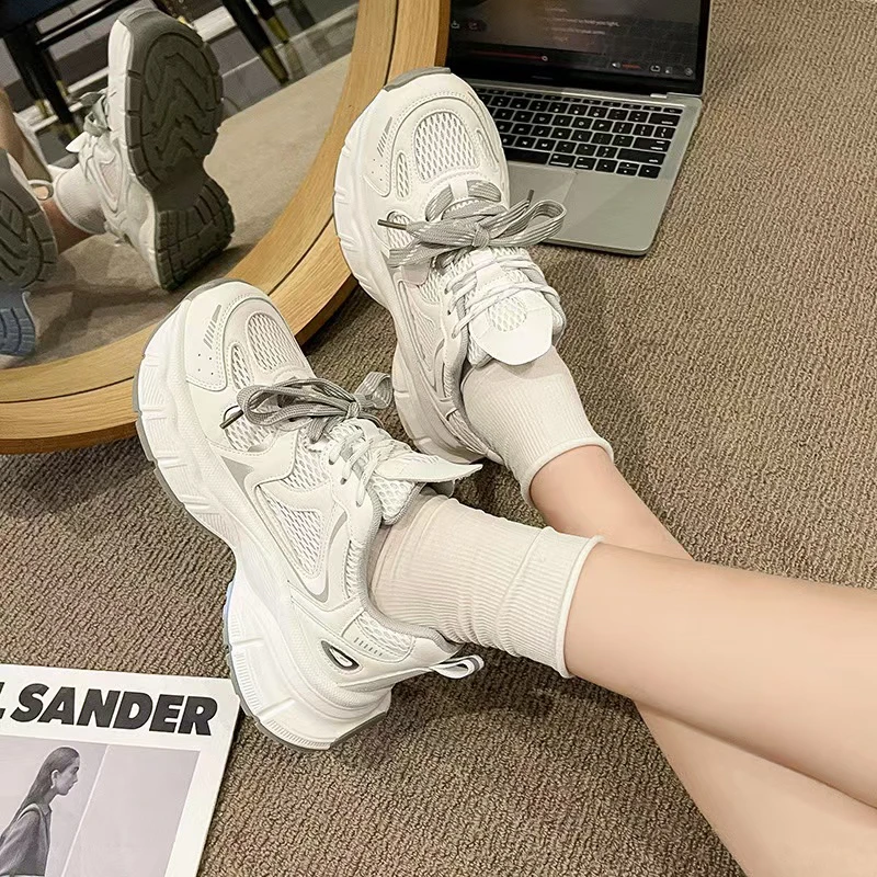 【西瓜】赵露思同款薄网老爹鞋女2025新款百搭厚底网面休闲运动潮鞋