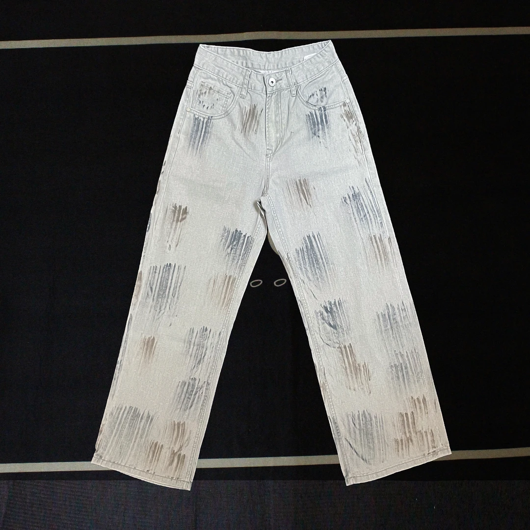 浅灰牛仔裤男2025新款宽松直筒长裤百搭休闲时尚复古水洗