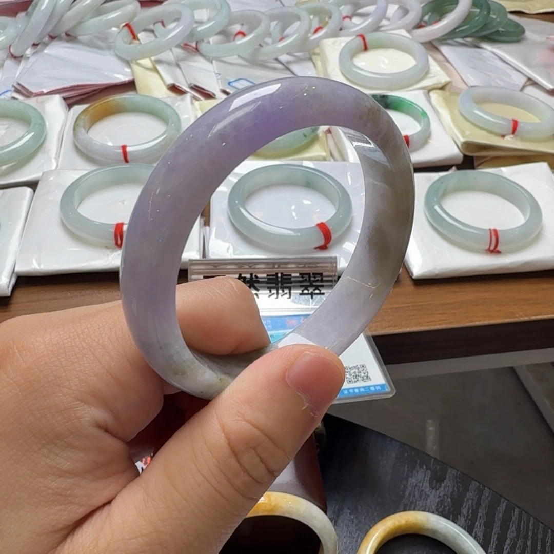 翡翠手镯未镶嵌翡翠A货 紫罗兰 57 58