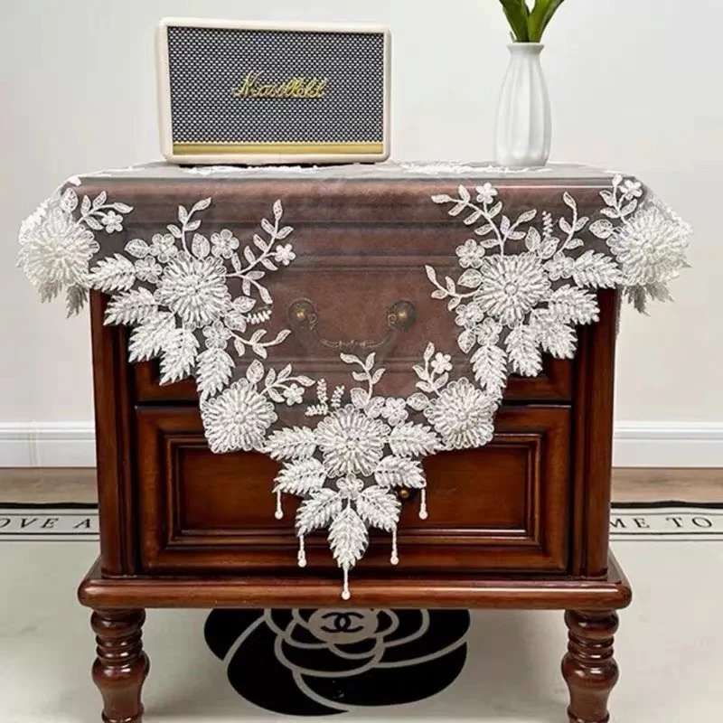 厂家直销手工串珠床头柜盖布方形多功能盖巾圆柱立式空调防尘罩布