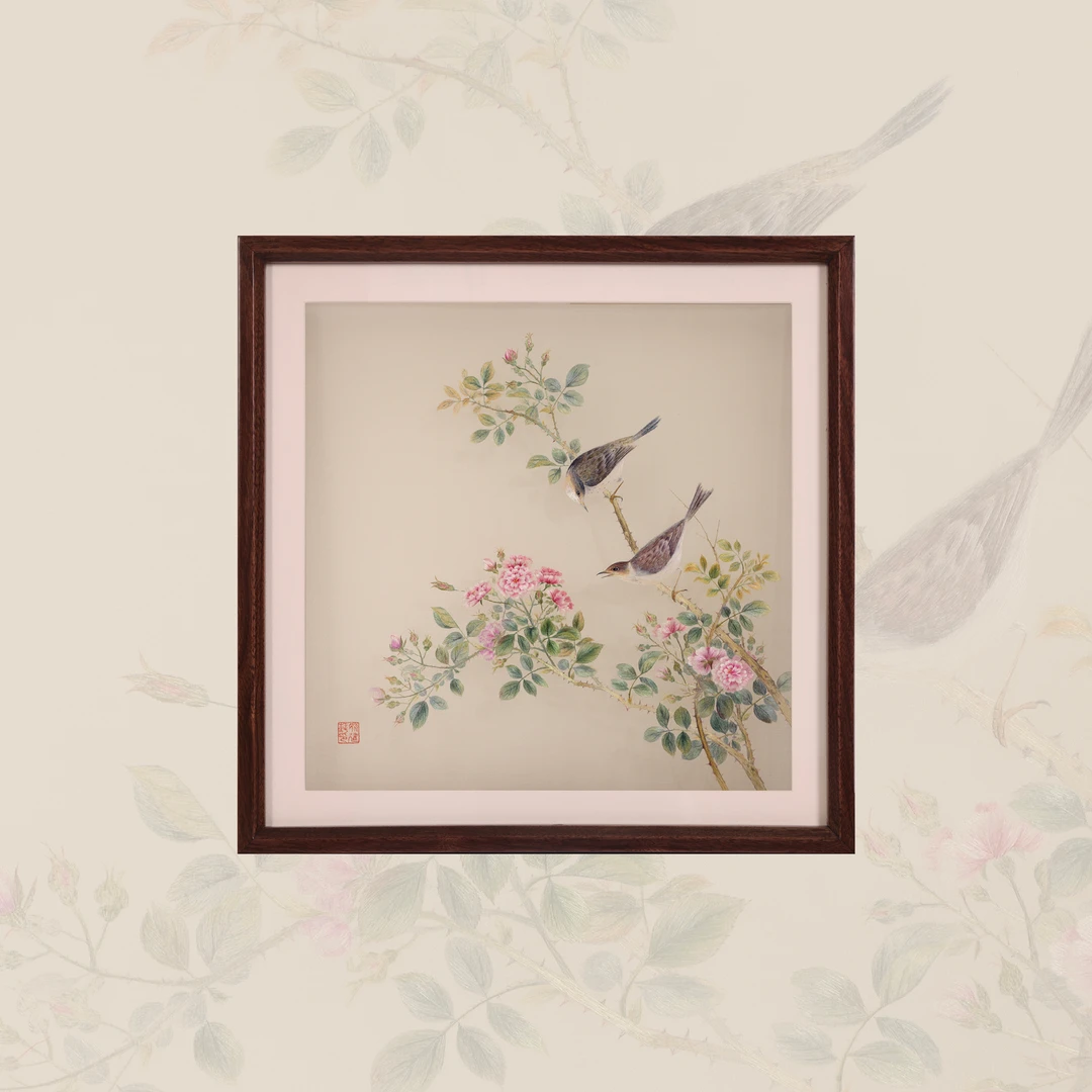 《牡丹双雀图3》单面绣挂画 手工苏绣 非遗传承