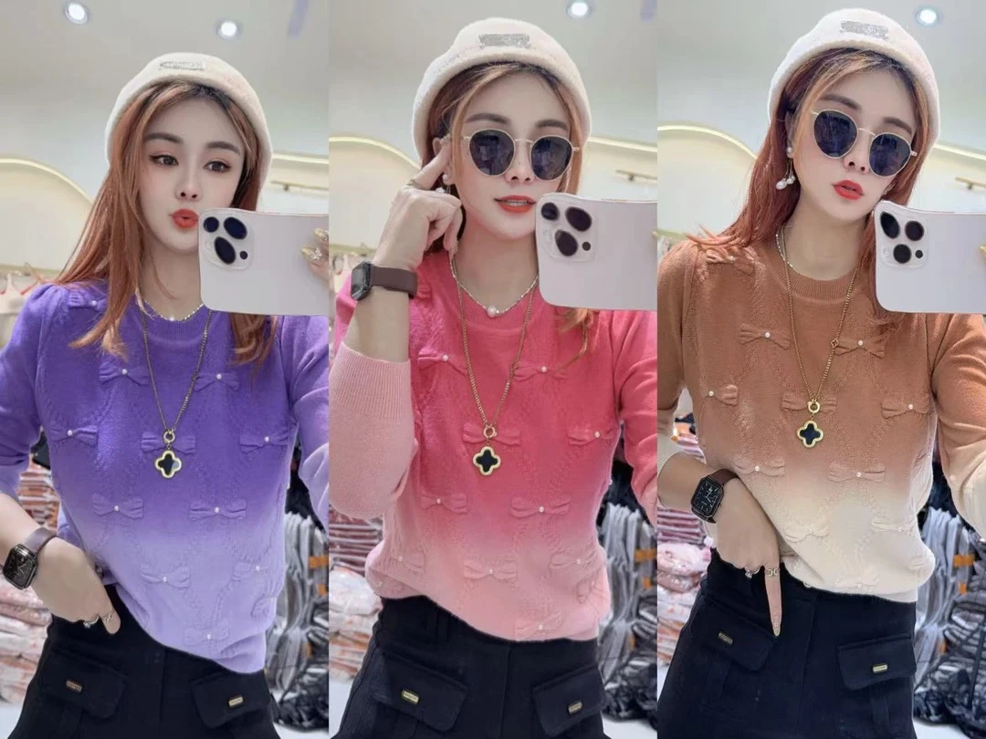 新款渐变加厚显瘦保暖针织上衣885