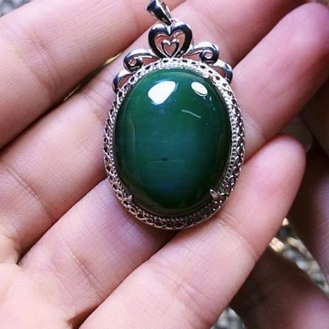 和田玉银S925镶嵌挂件