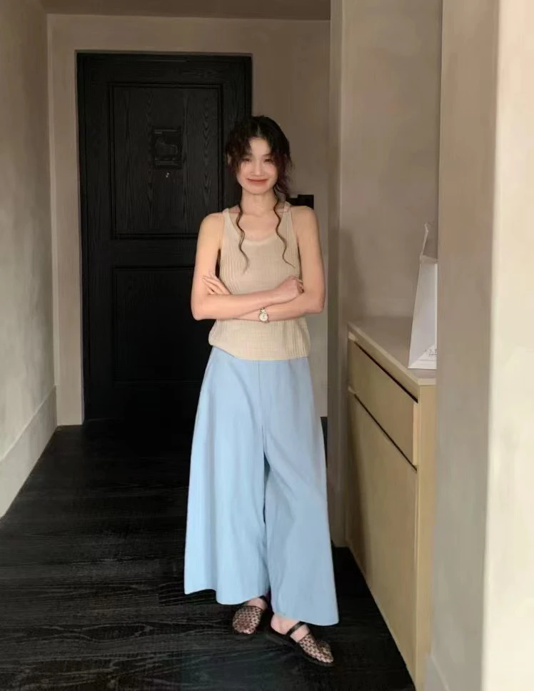 kittin@9229 韩系简约百搭纯色宽松阔腿休闲裤 6-13