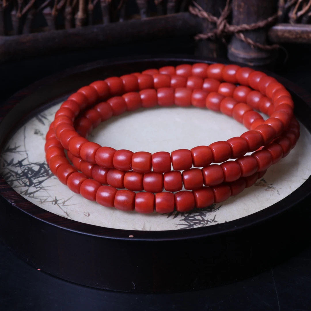 【蚂蚁珠宝】高品南红玛瑙7mm左右直切多圈项链一条n787