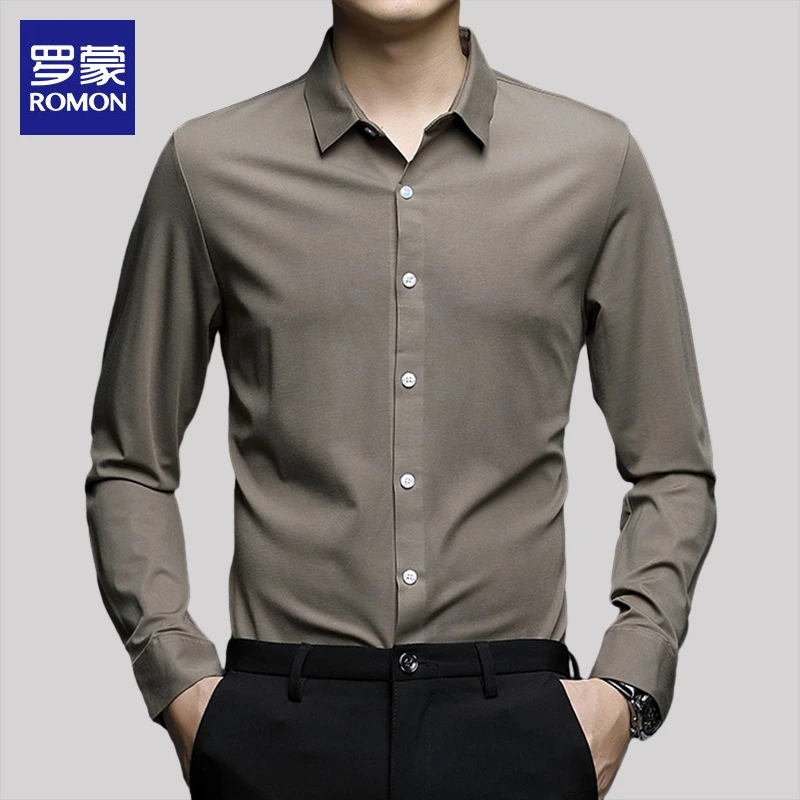 【含桑蚕丝】罗蒙高端男士春秋长袖衬衫2025新款免烫轻奢男装