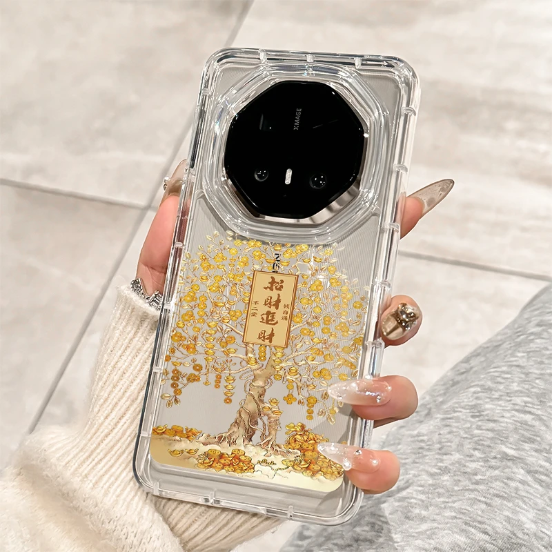 适用华为mate70rs非凡大师手机壳新款透明招财树高级感全包防摔潮