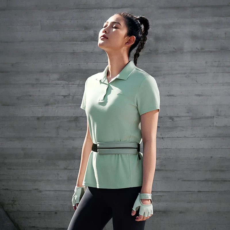 李宁女子健身系列短袖POLO衫凉感速干透气舒适T恤APLU128-2-B品