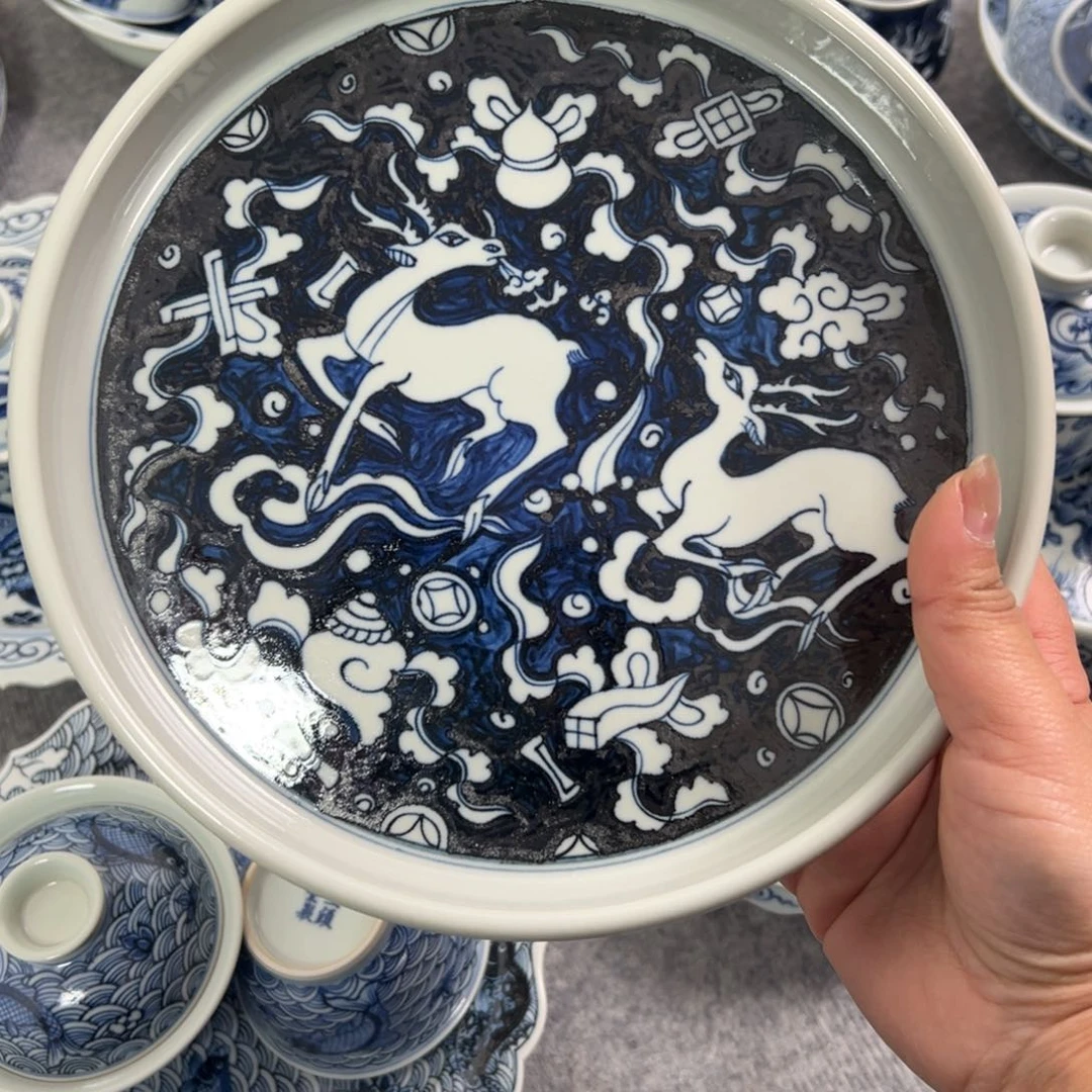 鸡***困景德镇手工手绘茶具微瑕