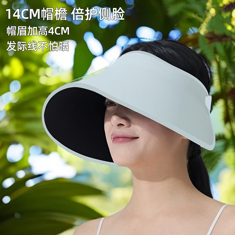 防晒帽女遮阳防紫外线夏灯罩帽全空顶太阳帽加大帽檐遮脸冰丝帽子