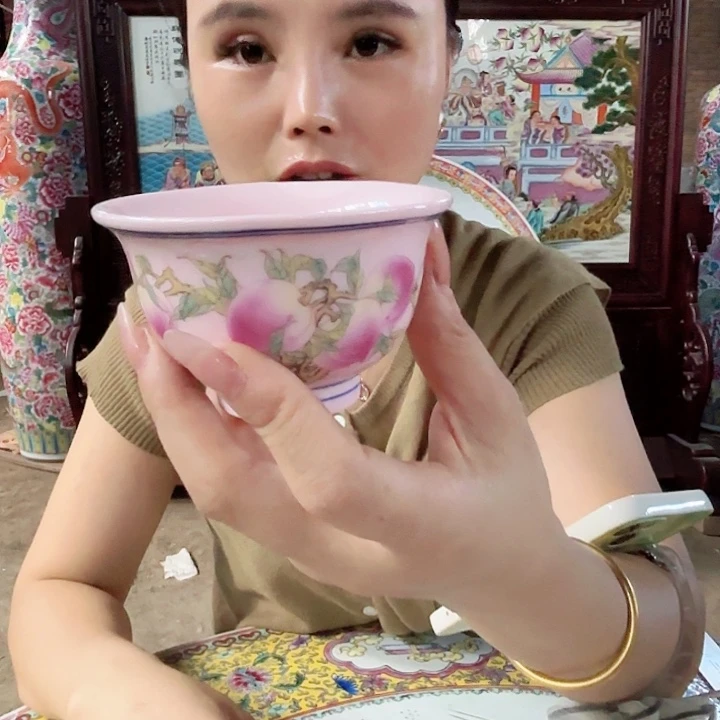 摆件景德镇高温陶瓷红希土杯