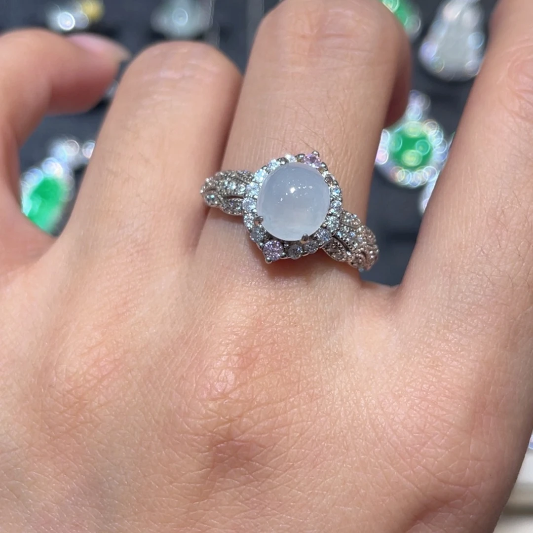 银S925镶嵌戒指翡翠戒指