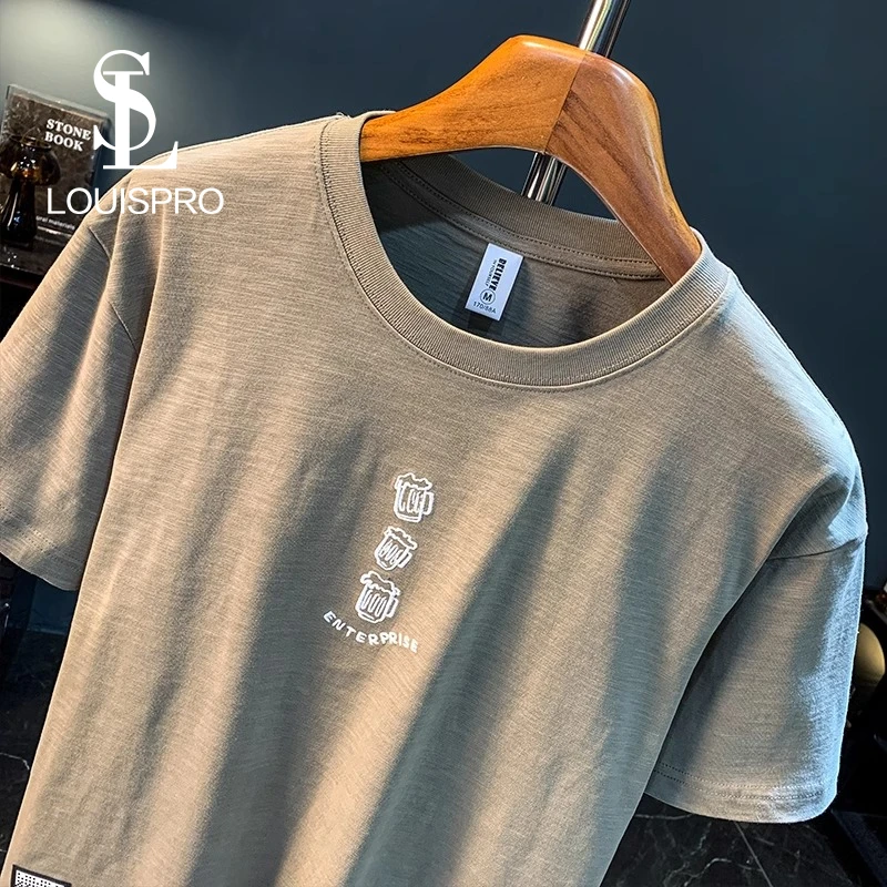 夏季新款美式重磅短袖T恤男士潮牌宽松大码上衣休闲百搭