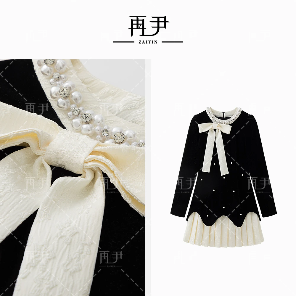 【夜来香】小众设计师定制时尚气质长袖洋气黑色上衣GY24DT021112