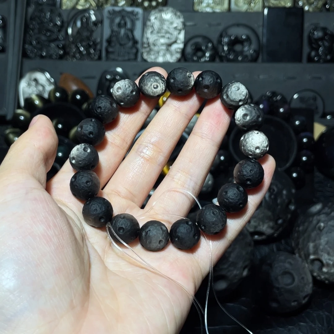 菲***爸黑曜岩未镶嵌手链