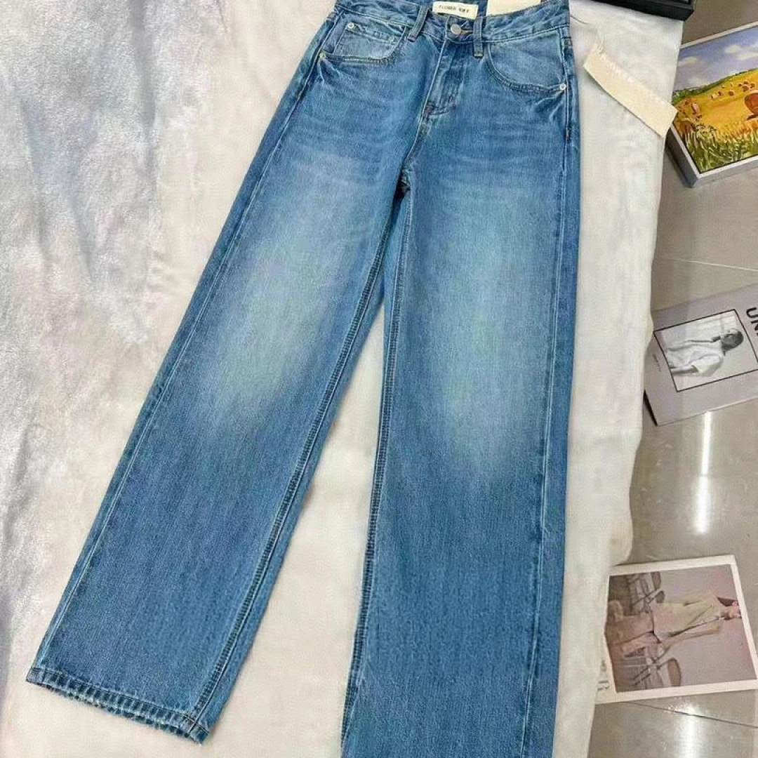 XD 65850花 MWMA春款百搭裤王橘标窄版直筒牛仔裤~