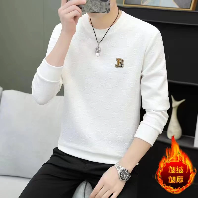 超时代男士秋冬季时尚提花百搭套头圆领卫衣潮流休闲韩版