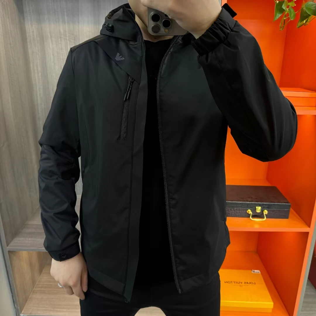 秋冬新款连帽夹棉男士简约行政欧货外套运动时尚百搭户外商务休闲