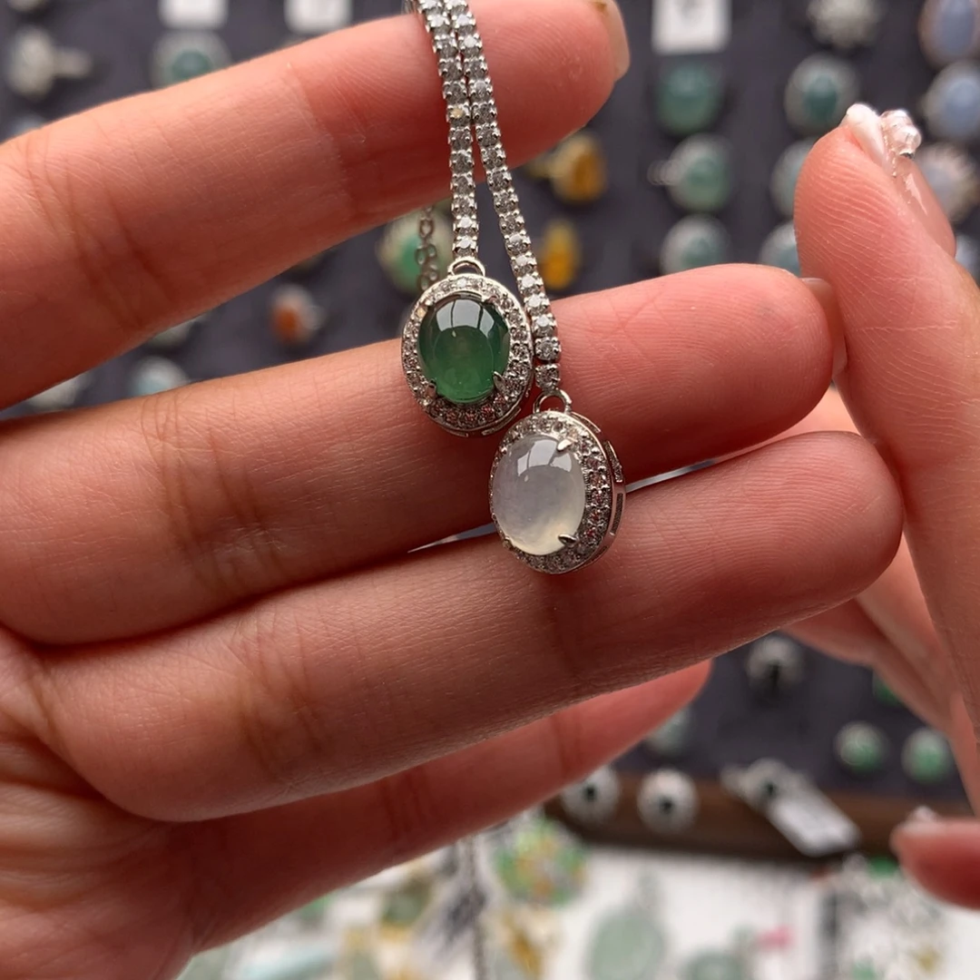 翡翠银S925镶嵌颈饰项链