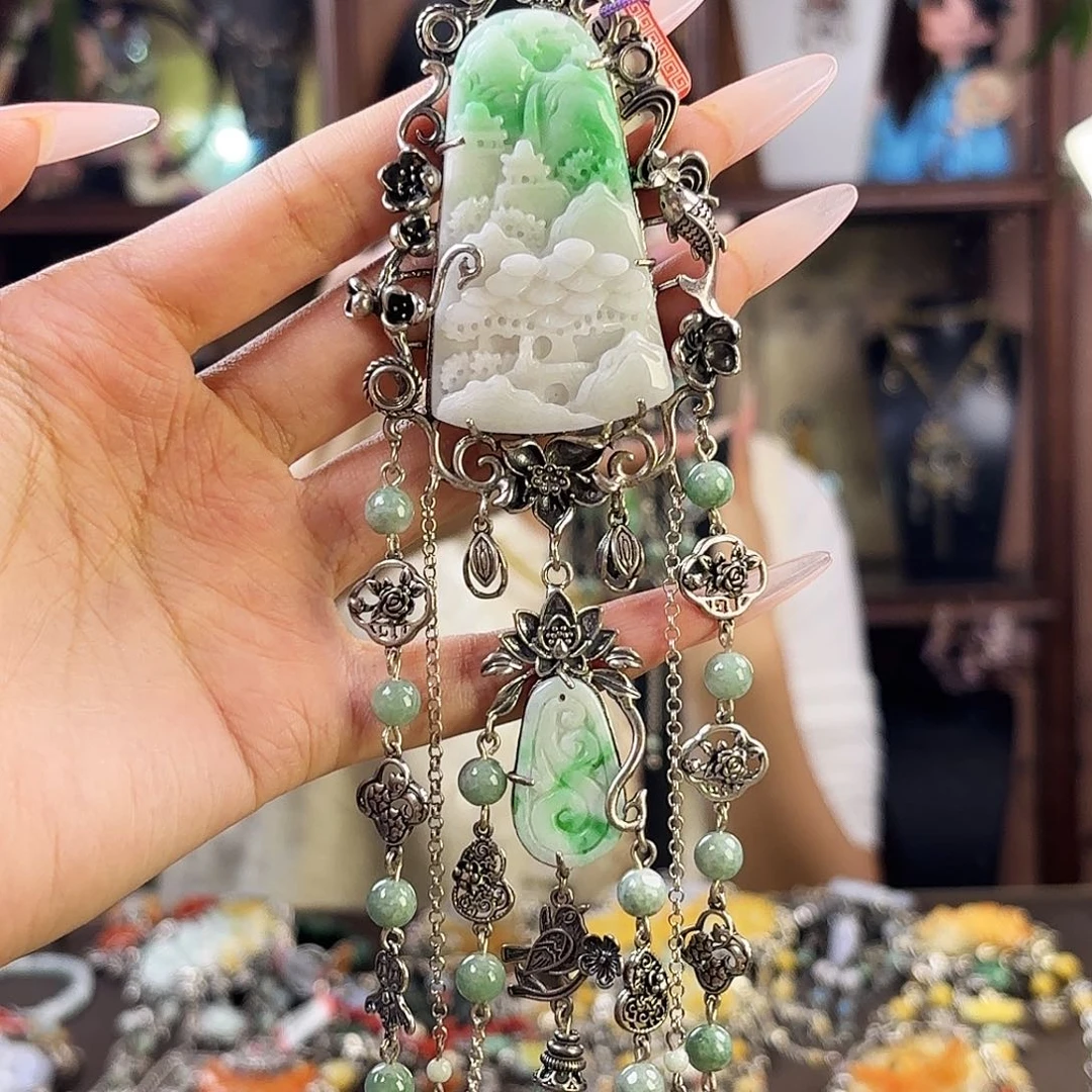 翡翠银S925镶嵌颈饰1