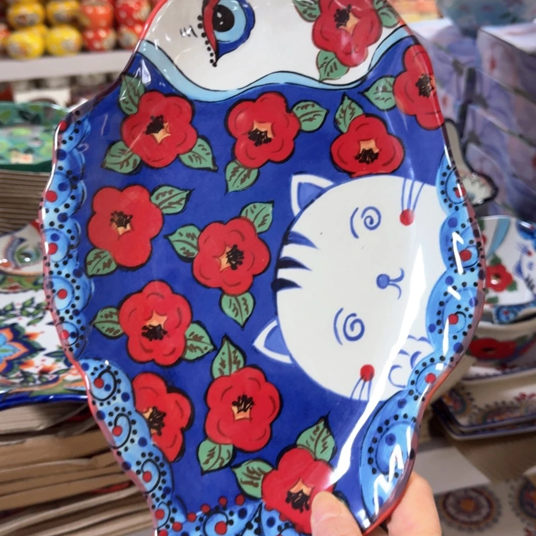 陶瓷猫鱼大鱼盘一只看图